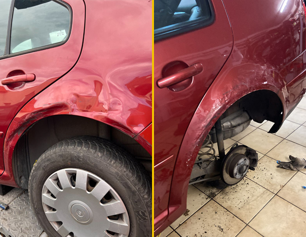 Merlins Autoservice – Dellentechnik Kotfluegel hinten